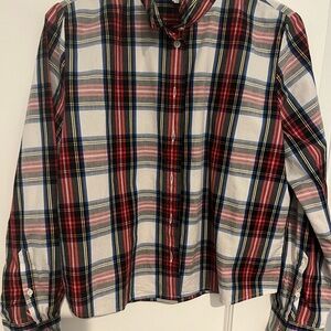 J. Crew Red, Navy & White Plaid Button-Down Shirt